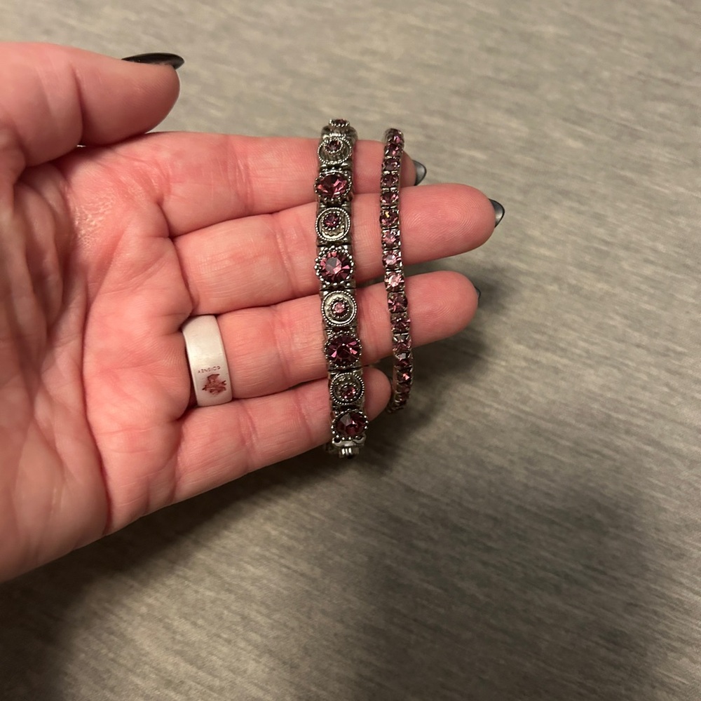 Elegant Purple and Silver Bracelet Set